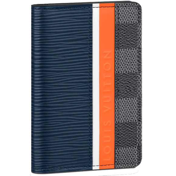 Louis Vuitton Damier Graphite Epi Leather Blue Stripe Pocket Organizer Wallet - Picture 1 of 9